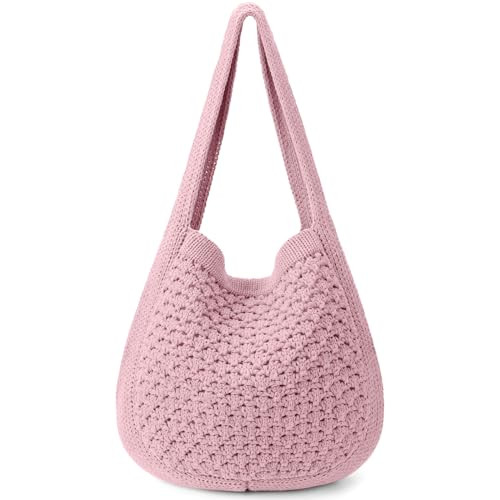 Crochet Tote Bag, Beach Mesh Knitted Bag Large Aesthetic Shoulder Bag Handbags Hollow Hobo Bag fo... | Amazon (US)