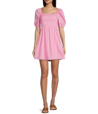 Copper Key Short Puff Sleeve Smocked Mini Dress | Dillard's | Dillard's