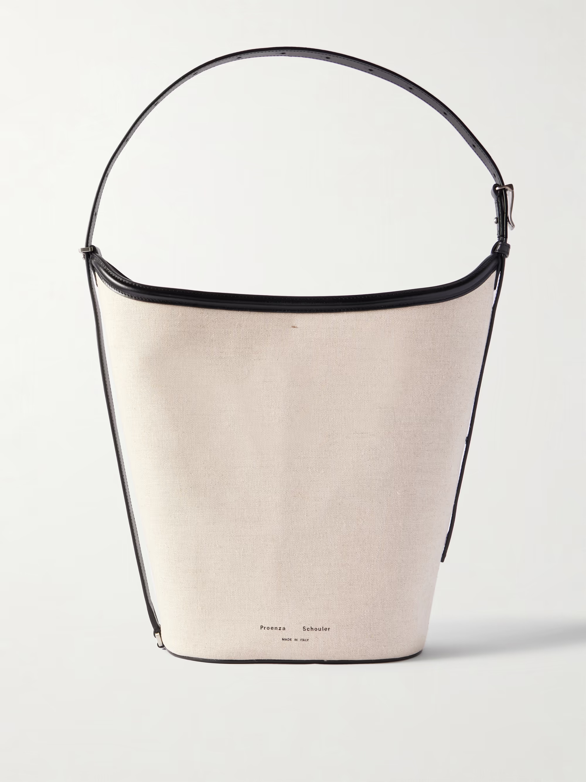 Brant leather-trimmed linen bucket bag | NET-A-PORTER (UK & EU)