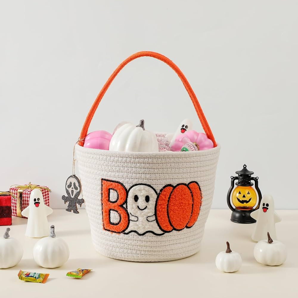 Personalized Halloween Trick or Treat Bucket for Kids, Halloween Boo Basket Tote Candy Bags With ... | Amazon (US)