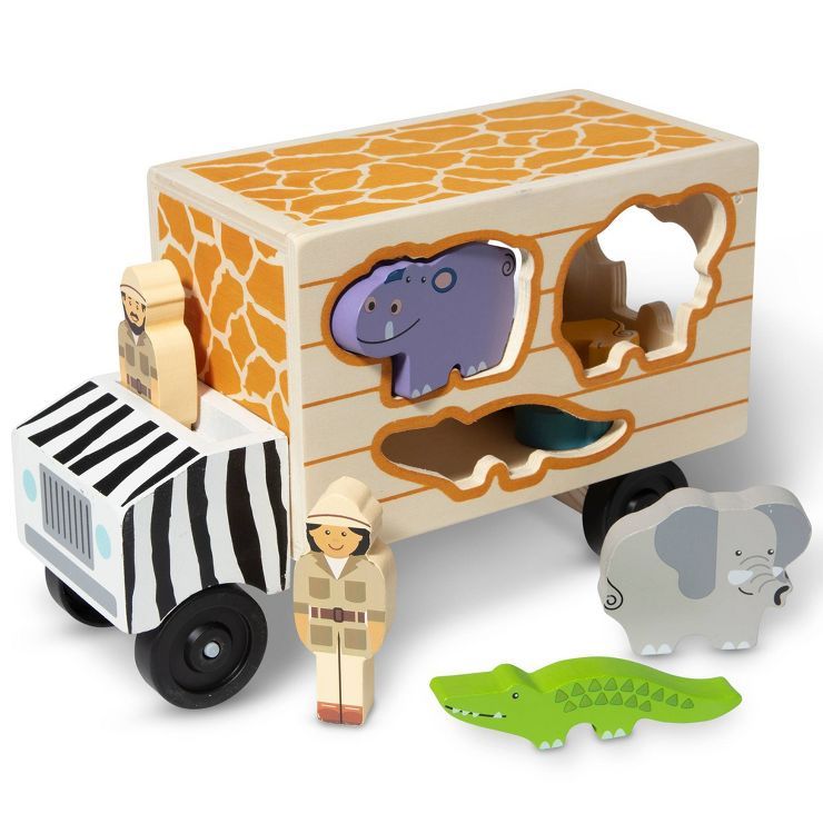 Melissa & Doug Animal Rescue Shape-Sorting Truck - Wooden Toy With 7 Animals and 2 Play Figures | Target