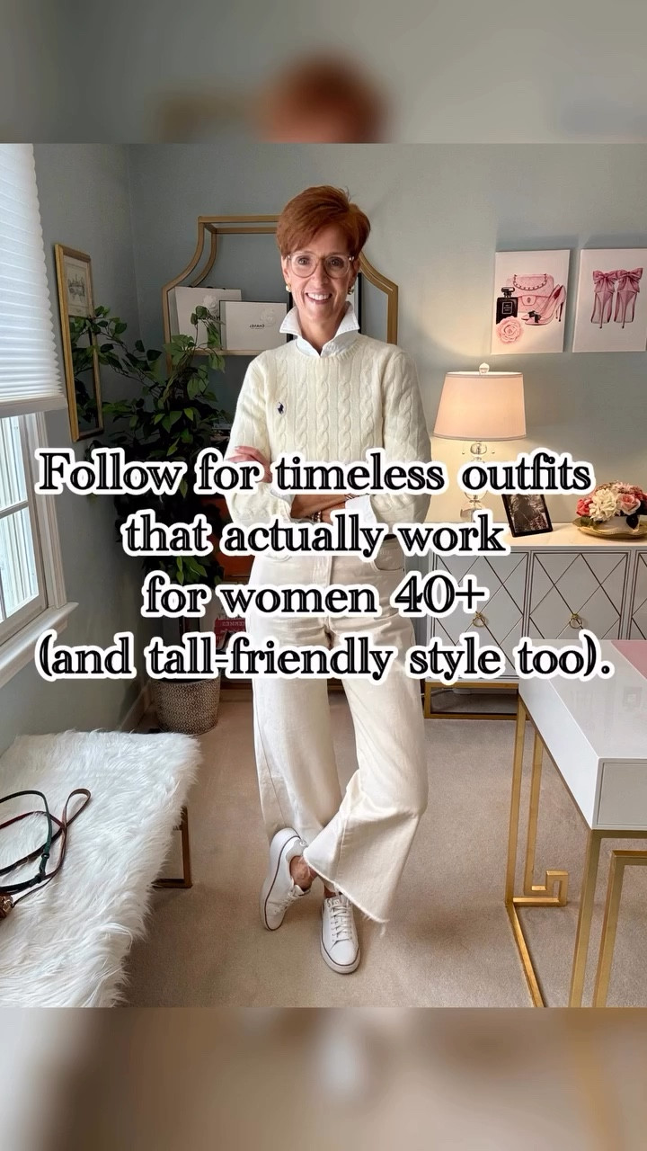There are a lot of outfit tricks out there, but one of the most reliable ones is also the simplest: a monochromatic look.

Want the links? Like, Follow & Comment SHOP and I’ll send links right to your DM.

Starting with a white button down and cream wide leg jeans creates a clean base, and layering a cream cable knit sweater keeps the outfit feeling classic and relaxed at the same time. White leather sneakers keep it casual enough for everyday life.

Monochromatic outfits work because they instantly look polished without feeling overdone. The pieces don’t have to match perfectly — staying in the same color family is what makes it feel intentional.

The only real decision left is the bag. A neutral bag keeps the look soft and minimal, while a green or red bag adds a little personality.

Save this for the next day you want an outfit that feels simple but pulled together, and share it with a friend who loves timeless style.

If this found you at the right time, you’re exactly who I create for. Come along for timeless outfits, tall-friendly finds, and everyday style that actually works.

#ClassicEverydayStyle�#MonochromaticOutfit�#WomenOver40Style�#tallwomenstyle

#LTKootd #LTKOver40 #LTKTall