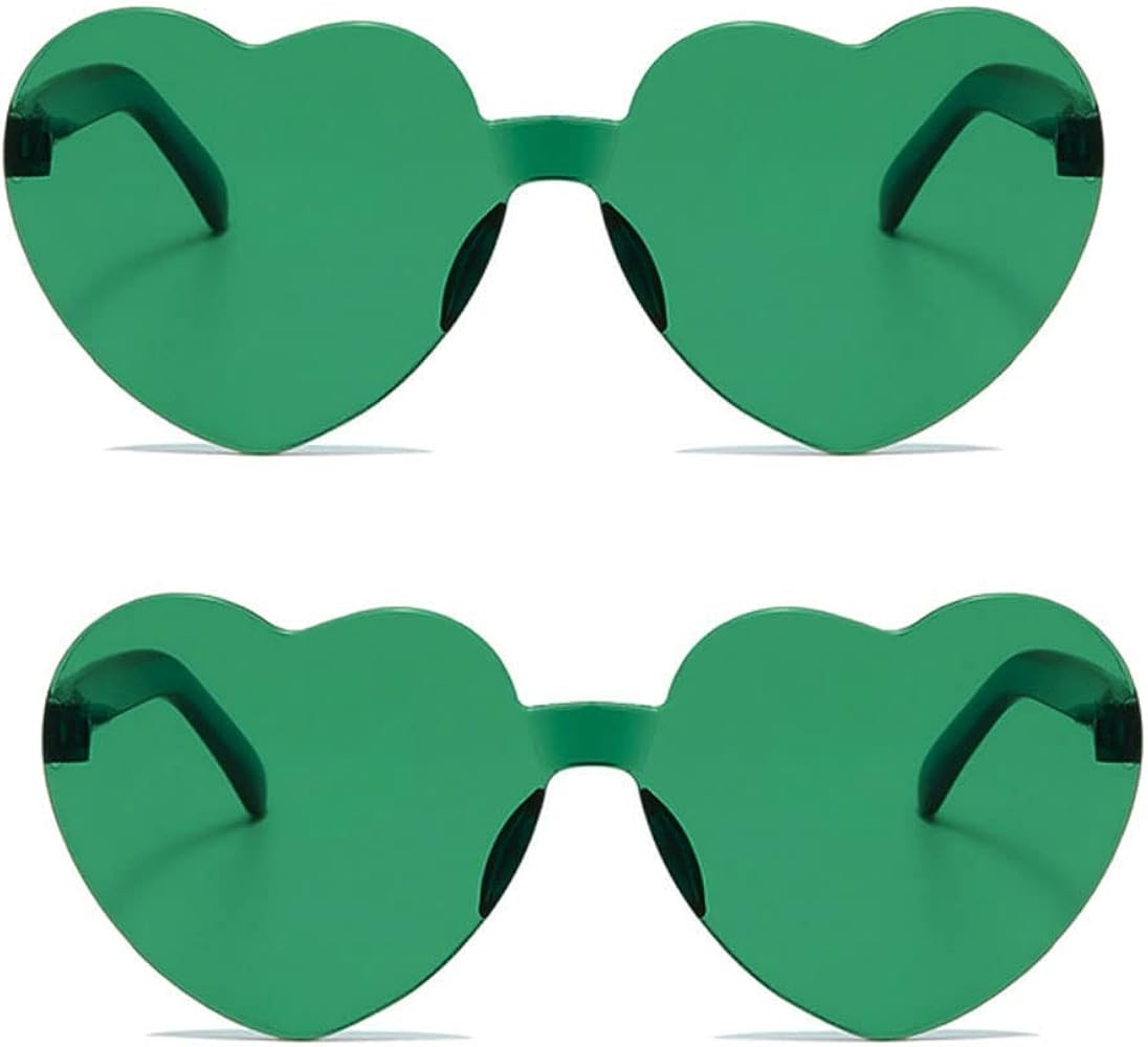 ALVOGIMOR 2 Pack Heart Shape Sunglasses,Colorful Rimless Sunglasses Transparent Heart Glasses Can... | Amazon (US)