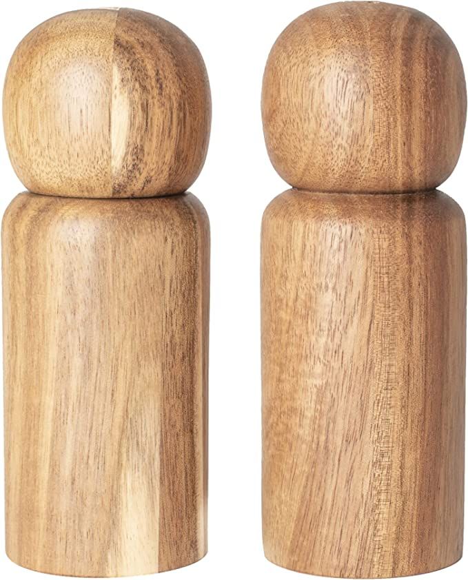 MONDAY MOOSE Manual Refillable Solid Acacia Wood Salt Shaker and Pepper Grinder Spice Mill Set Ce... | Amazon (US)