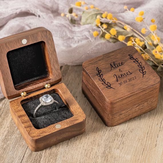Personalized Wedding Ring Box Custom Wood Ring Box Engagement | Etsy | Etsy (US)