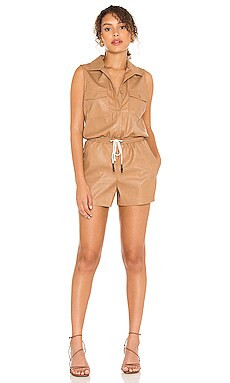 Stoke Vegan Leather Romper in Camel | Revolve Clothing (Global)