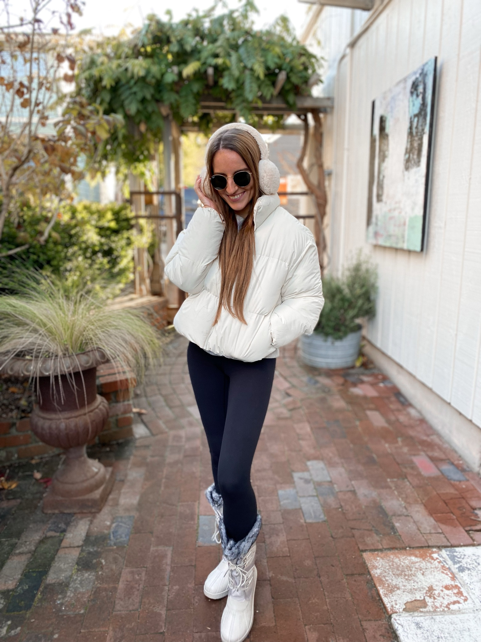 snow boots + ear muffs from Just Fab // puffer coat from Fabletics #JustFabPartner 

#LTKCyberweek #LTKstyletip #LTKSeasonal