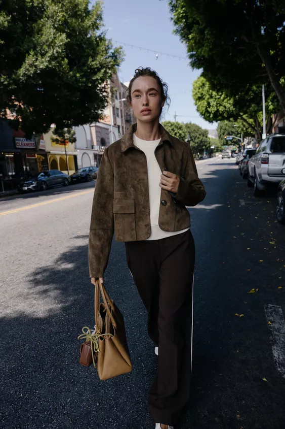 FAUX SUEDE CROPPED JACKET | Zara US