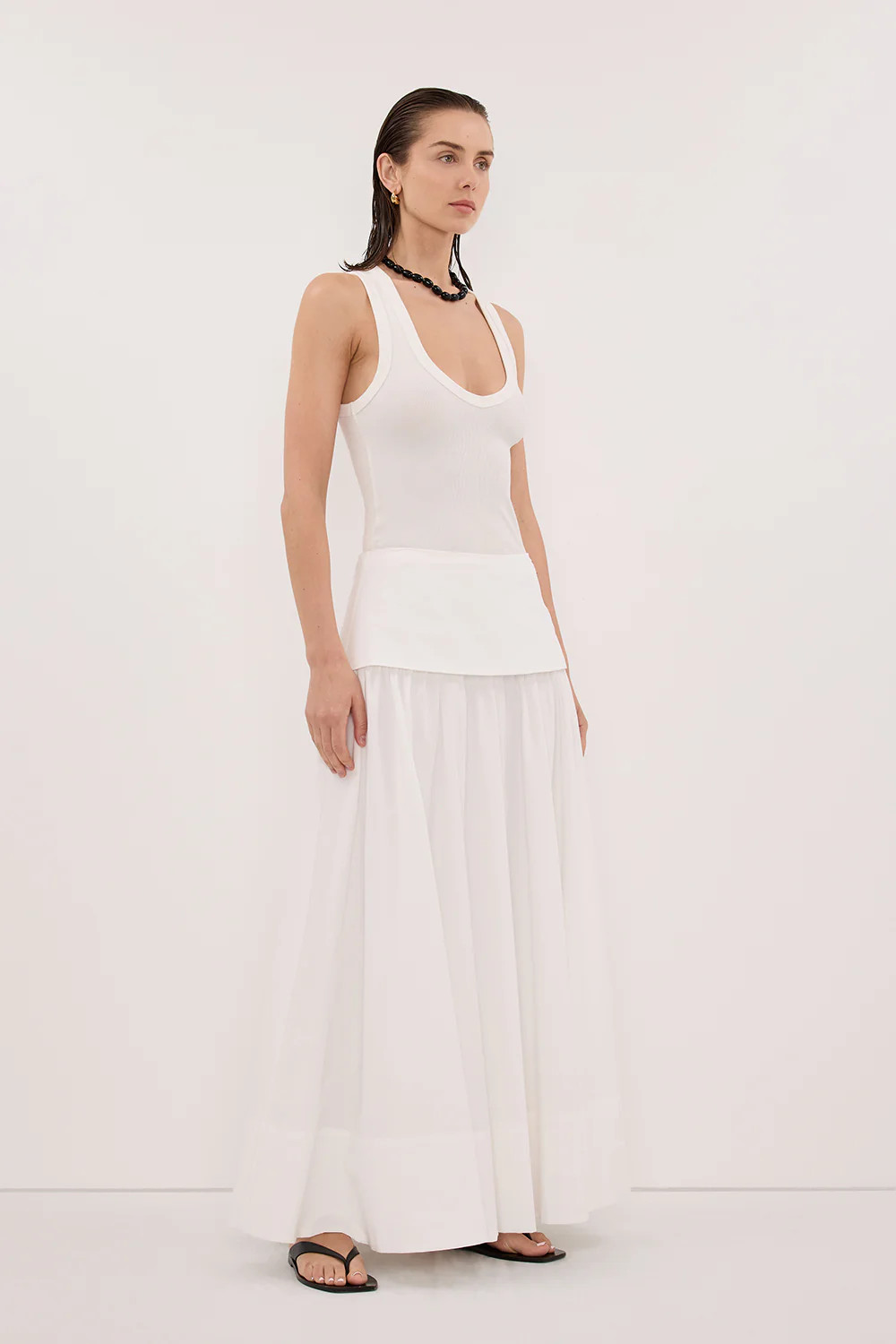 CLAIRE WHITE POPLIN MIDI SKIRT | DISSH