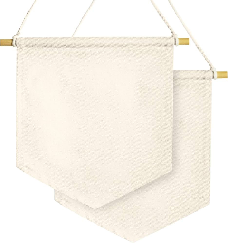 Anley Blank Wall Canvas Banners - Blank Fabric Badge & Wooden Dowel & Pre-tied String - Decorativ... | Amazon (US)