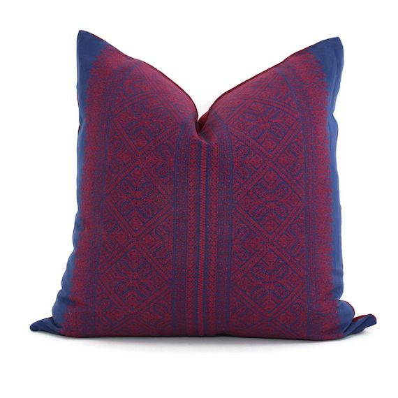 Schumacher Blue Embroidered Tuxedo Decorative Pillow Cover 18x18, 20x20, 22x22, 24x24, Eurosham o... | Etsy (US)