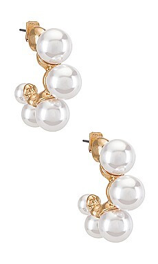 Ettika Large Pearl Mini Hoops in Gold from Revolve.com | Revolve Clothing (Global)