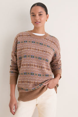 Camel Fair Isle Wool Verbier Crewneck | Tuckernuck (US)
