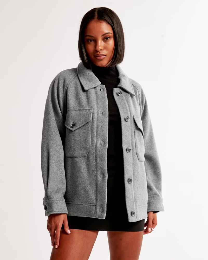 Women's Wool-Blend Utility Shirt Jacket | Women's Coats & Jackets | Abercrombie.com | Abercrombie & Fitch (US)