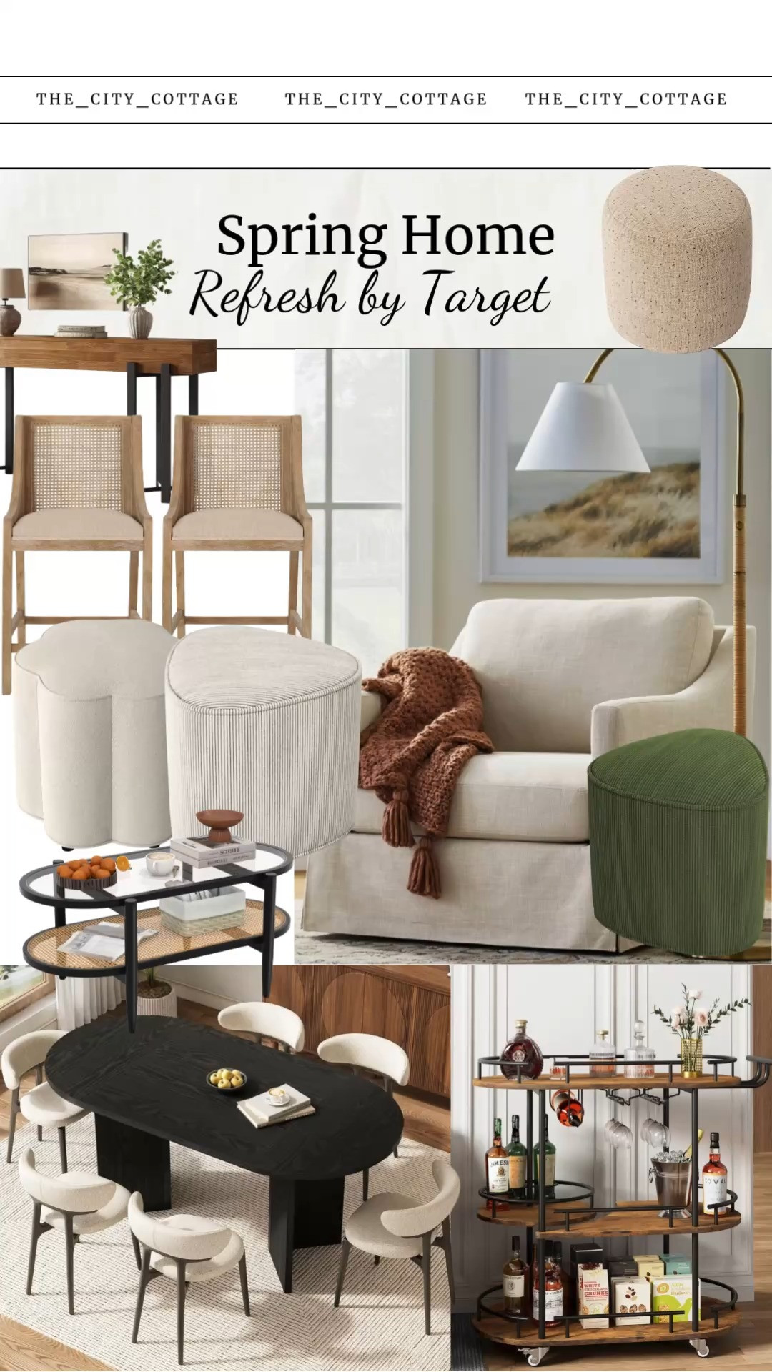 Spring home refresh pt. 2 = where your space starts looking expensive ✨🏡 

Target + affordable furniture finds are giving elevated, sculptural, and effortlessly chic this season.

Think curved coffee tables, oversized console tables, boucle + upholstered seating, and statement ottomans that double as decor. I’m loving how these pieces create that designer look—layered, cozy, and intentionally styled without feeling overdone 🤍 

Add a bar cart for hosting, a swivel chair moment, and mix textures like wood, fabric, and soft neutrals for that clean, modern aesthetic.

This is your sign to upgrade your living room, dining space, or entryway with pieces that feel custom, high-end, and so Pinterest-coded.

#LTKHome #LTKFinds #TargetHome #SpringHomeRefresh #LivingRoomInspo #InteriorDesignInspo #ModernHomeDecor #NeutralHome #CozyHome #FurnitureFinds #AffordableHomeDecor #HomeStyling #BoucleDecor #PinterestHome #ItGirlHome #ChicHome #WarmMinimalism #EntrywayInspo #DiningRoomDecor #HomeUpgrade 

 #LTKSeasonal #LTKHome