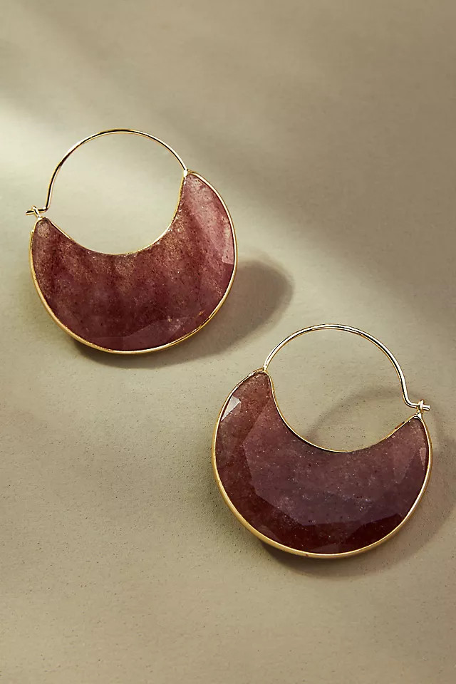 Crescent Stone Hoop Earrings | Anthropologie (US)