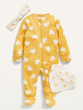 Sleep & Play Footed One-Piece, Headband & Bib Layette Set for Baby | Old Navy (US)