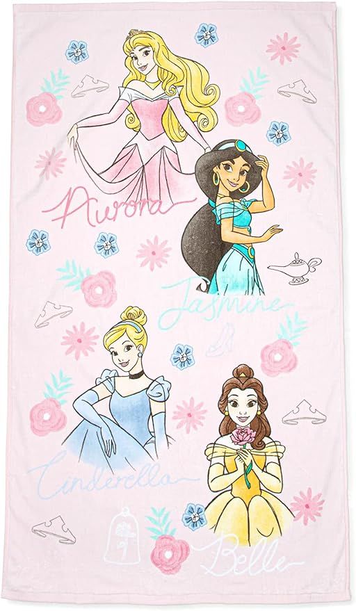 Disney Princess Charming Bath/Pool/Beach Towel Featuring Cinderella, Belle, Jasmine, & Aurora - S... | Amazon (US)