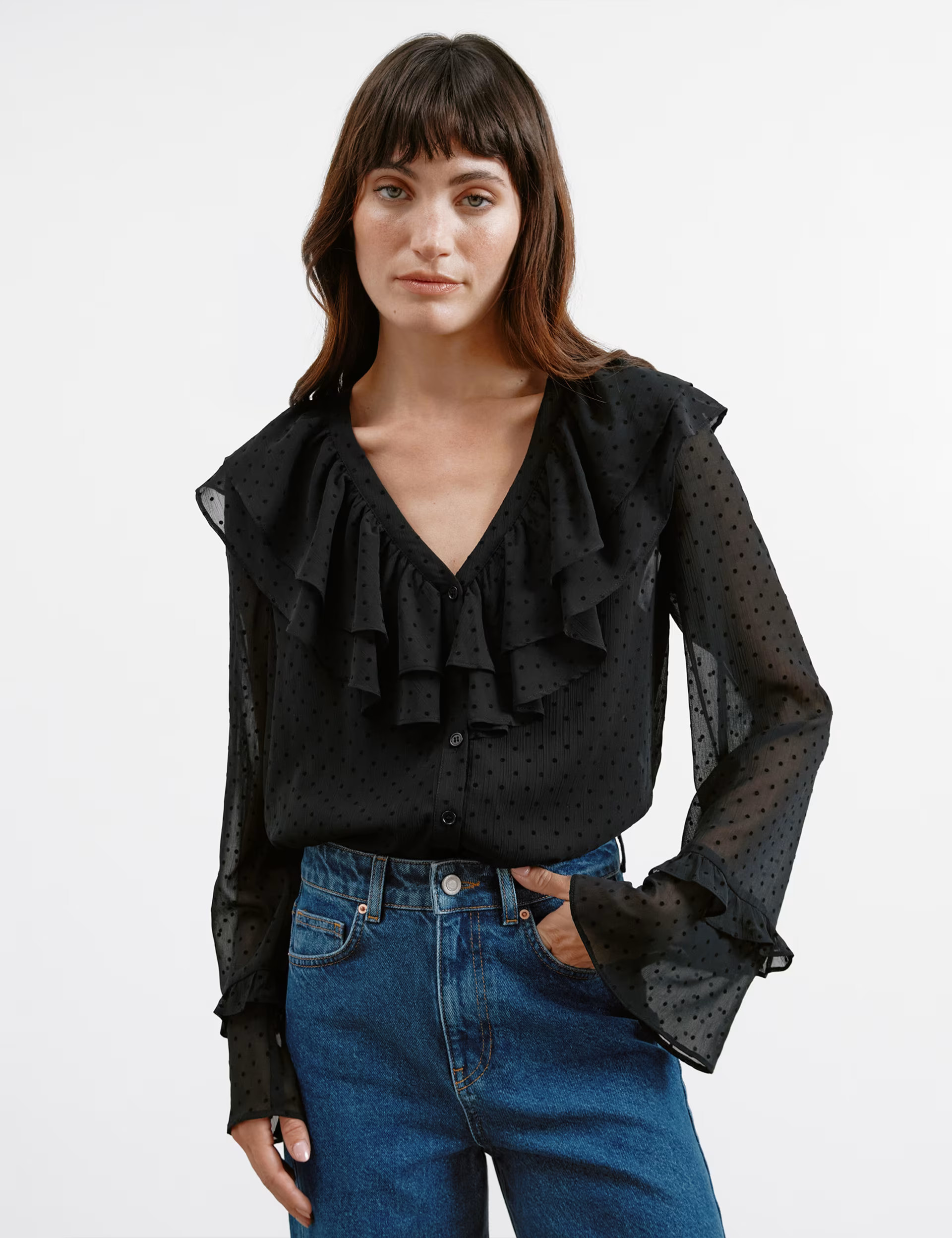 Flocked Spot Ruffle Blouse | Marks & Spencer (UK)