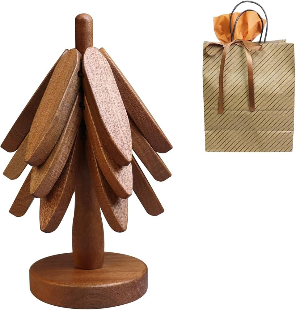 Mamakura Kitchen Wooden Trivets for Hot Dishes,Tree Shape trivets for hot pots and Pans 7.7inch(3... | Amazon (US)
