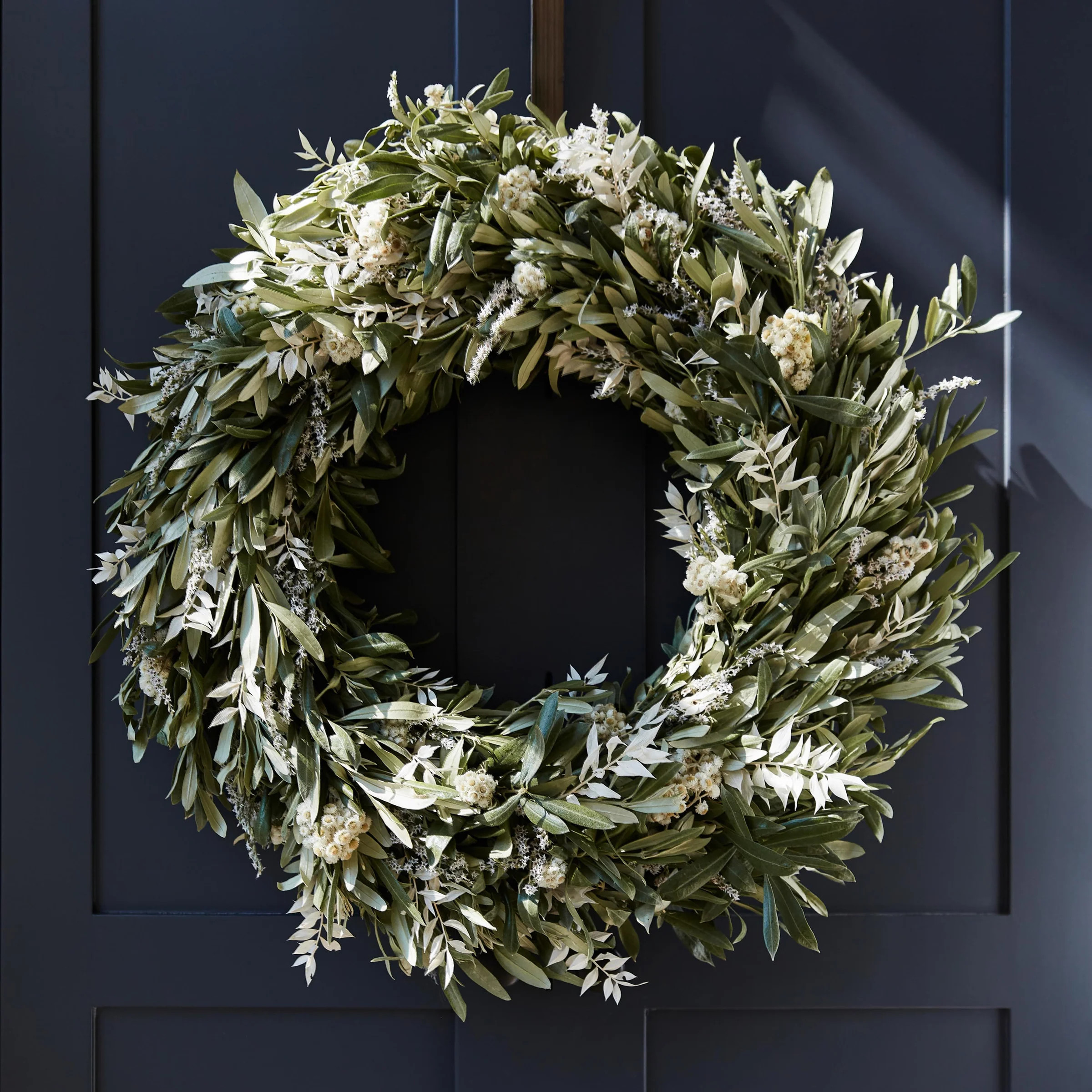 Fresh Olive and Dried Floral Wreath | The Citizenry