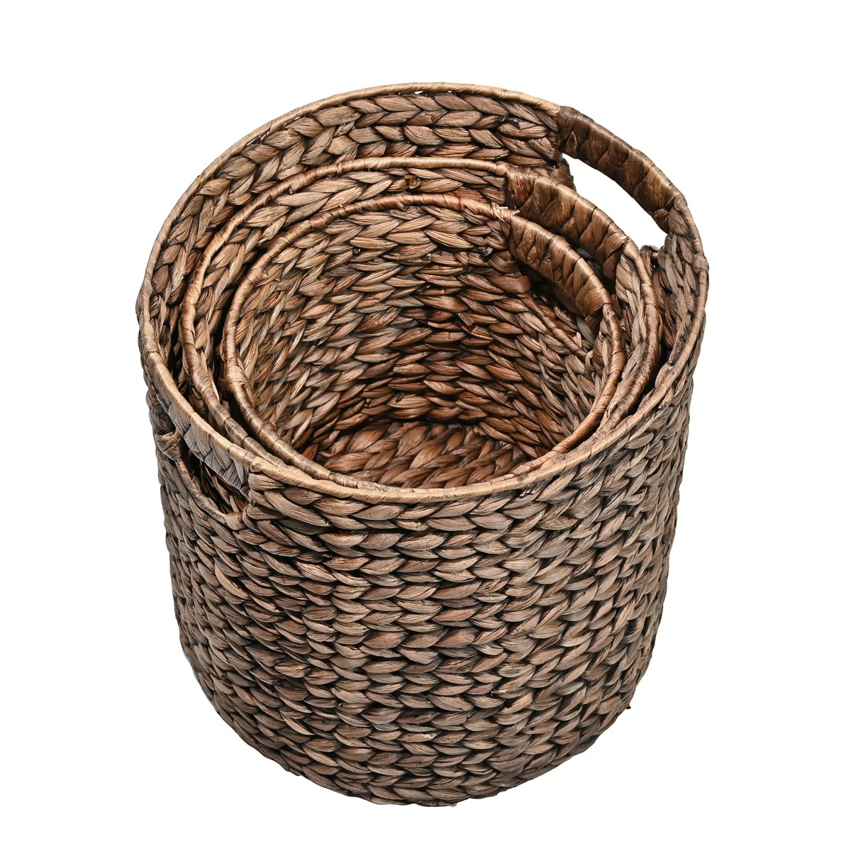 Avery Bohemian Cottage Handwoven Hyacinth Cylinder Nesting Baskets with Handles (Set of 3) | Wayfair North America