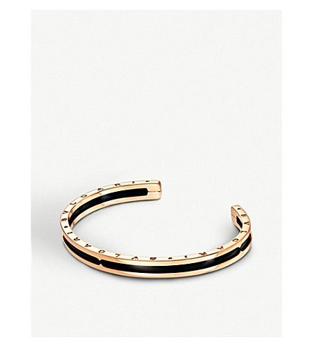 B.zero1 18ct pink-gold and black ceramic bracelet cuff | Selfridges