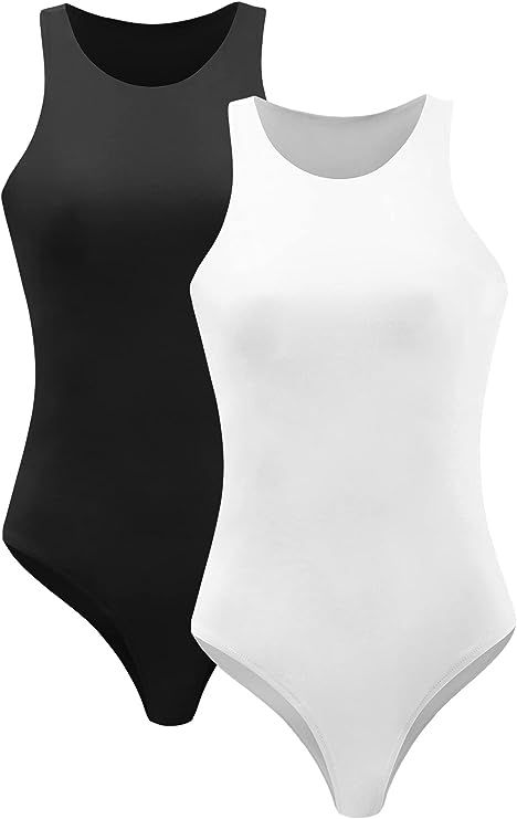 Degkim sexy bodysuit for women Halter Neck shapewear bodysuits Trendy Tank Tops pack | Amazon (US)