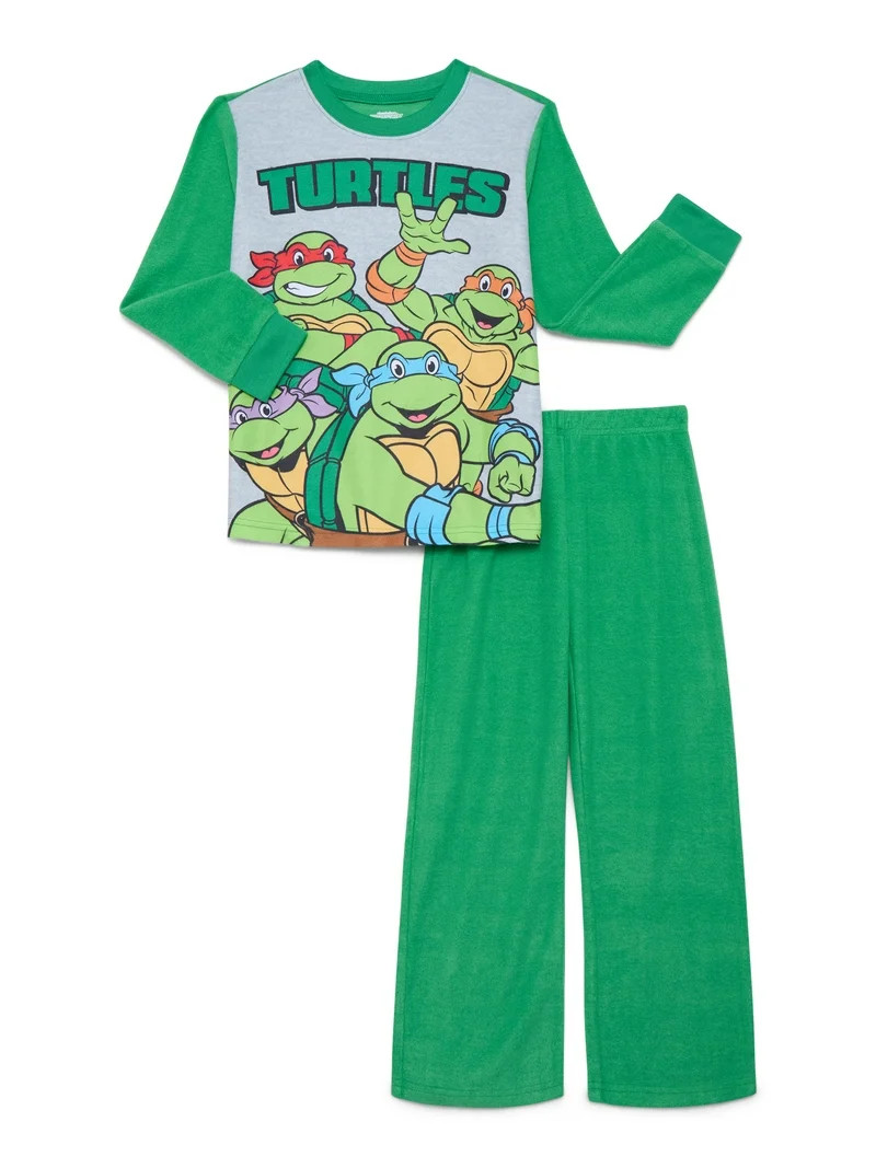 Teenage Mutant Ninja Turtles Boys Long Sleeve Top and Pants, 2-Piece Pajama Set, Sizes 4-12 | Walmart (US)
