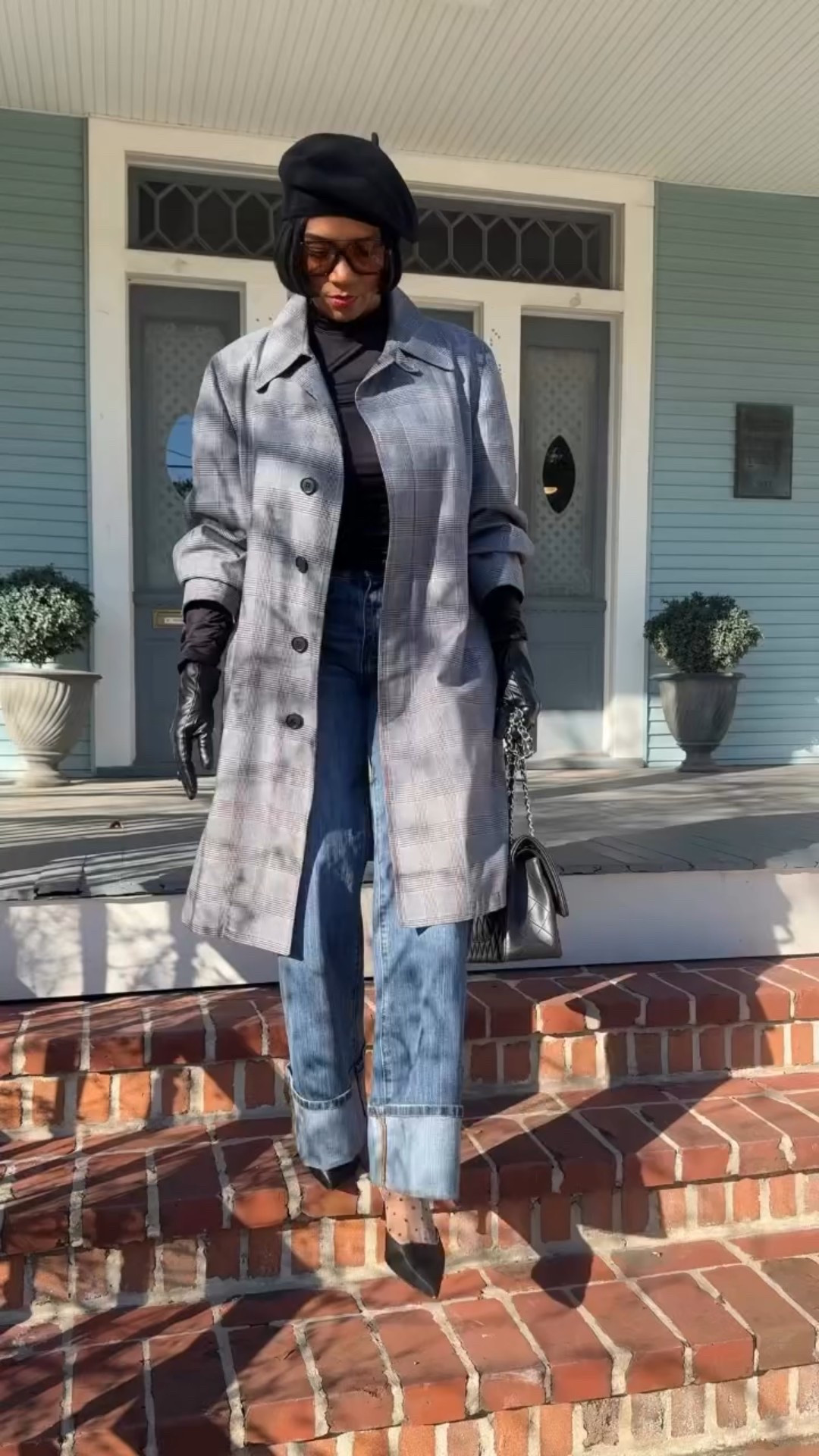 Hey Nieces 💋❤️
Auntie had a cute lil Parisian aesthetic going on today! The girls and I attended an event in Beaumont, Texas and I stepped out in my classic glen plaid London Fog trench coat, a black ruched top, black beret, black leather gloves, quilted Chanel bag, black & white polka dot trouser socks, and black pointed kitten heels.

I absolutely love a timeless, classic look. This style was worn 50, 30, and 20 years ago—and will still look stunning 20 years from now.

“Style is a way to say who you are without having to speak.” — Rachel Zoe

#TimelessStyle #AuntieTinaStyle #FashionOver50