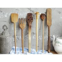 Antique Hand Carved Wood Kitchen Utensils Primitive Farmhouse Decor | Etsy (US)