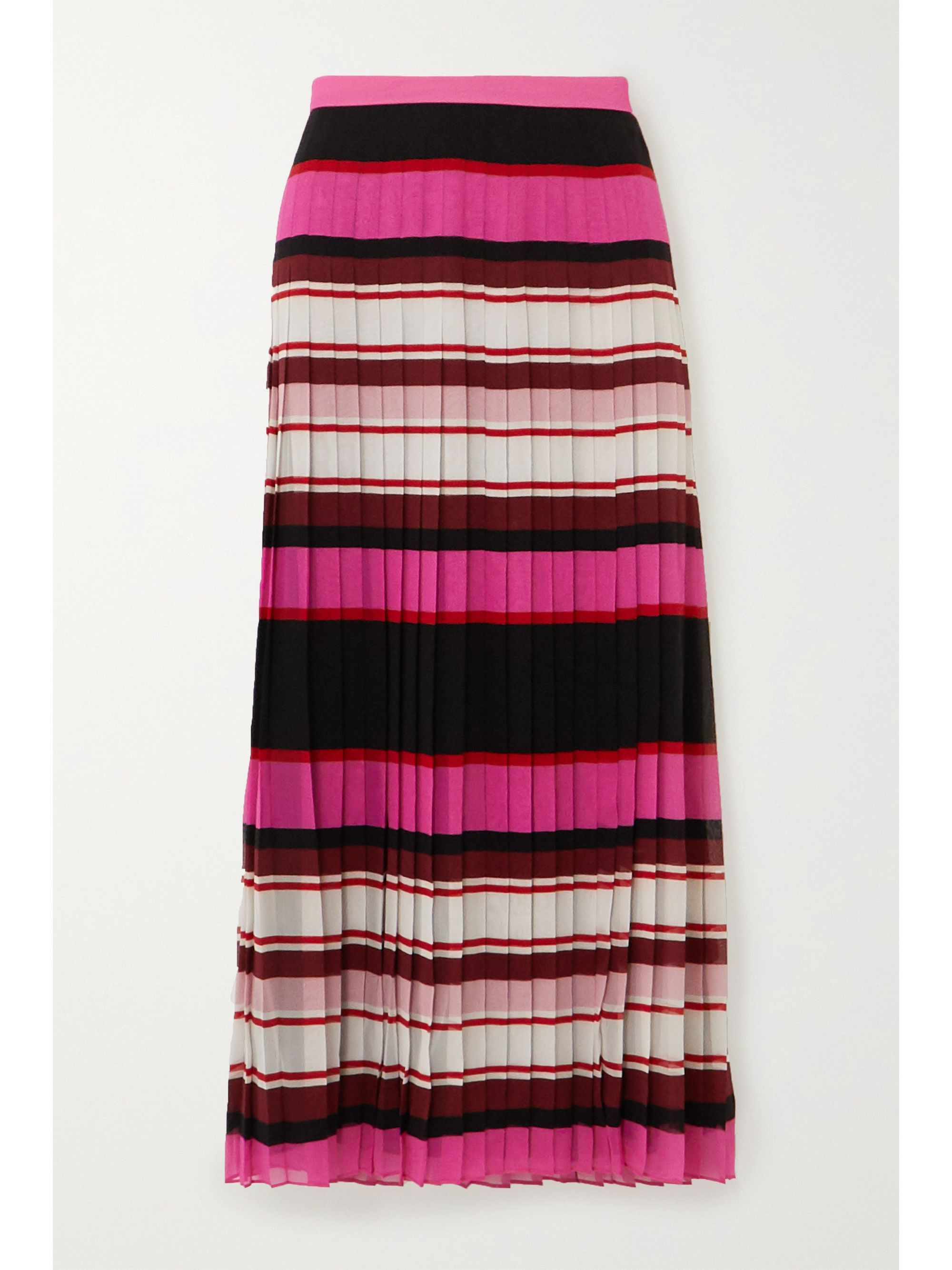 Pleated striped silk-georgette midi skirt | NET-A-PORTER (US)