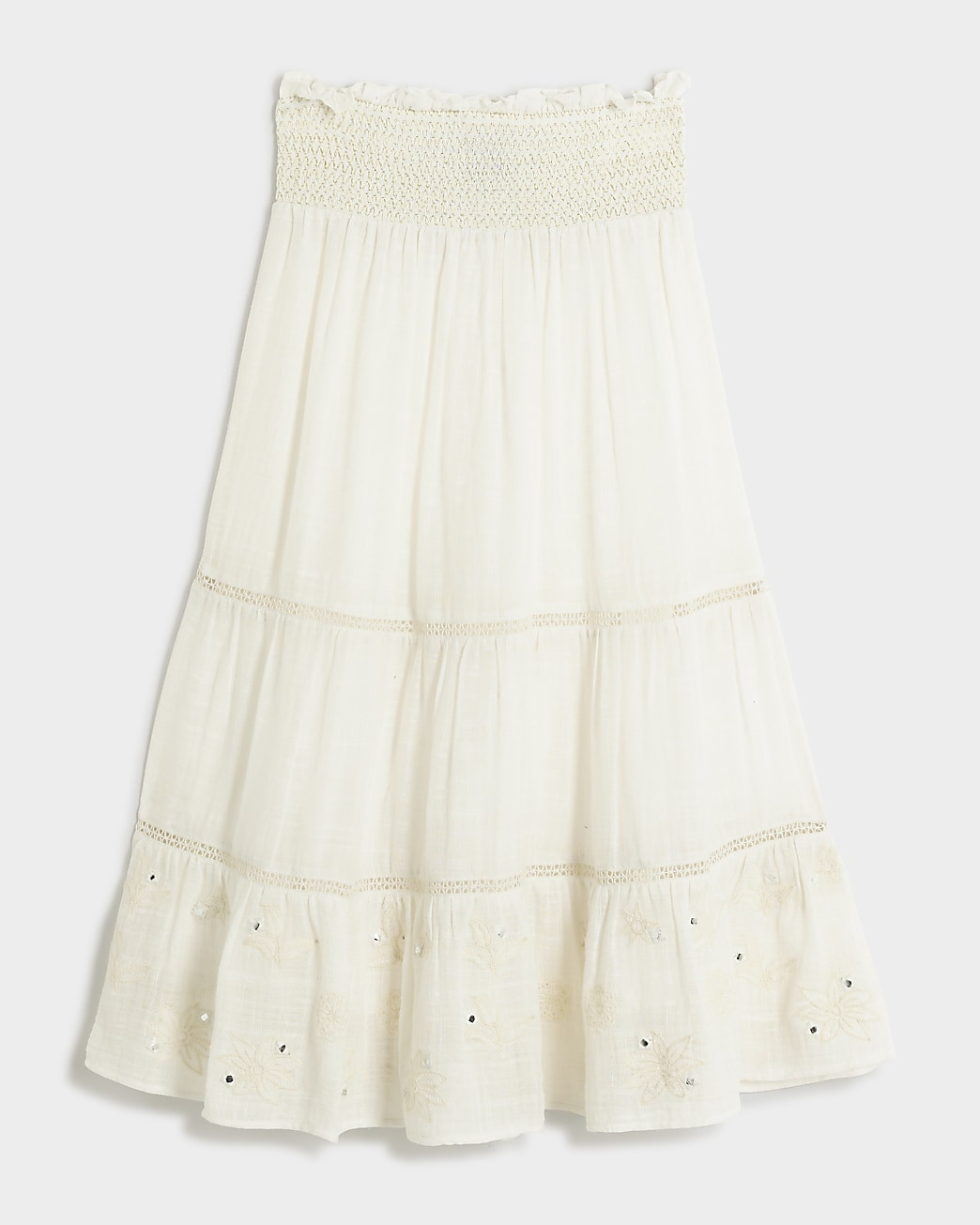 Girls white broderie tiered maxi skirt | River Island (UK & IE)