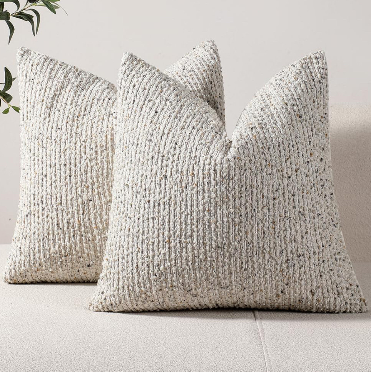 DEZENE Striped Throw Pillow Covers 18x18 Set of 2 Cream Grey Textured Boucle Chic Morden Boho Accent Farmhouse Square Decorative Couch Pillow Covers for Home Decor Bed Sofa Living Room

#LTKHome #LTKFindsUnder50
