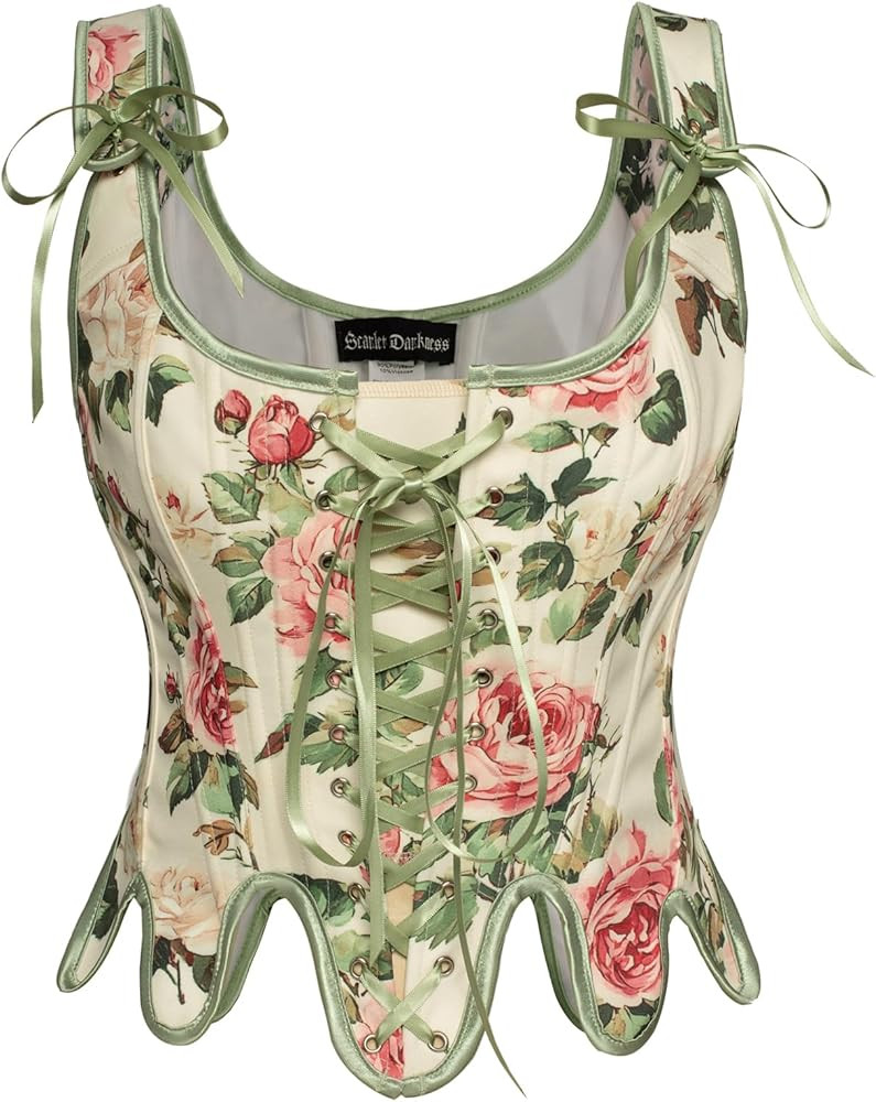 Scarlet Darkness Corset Tops for Women Renaissance Corset Floral Lace Up Bodyshaper Bustier | Amazon (US)