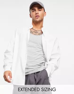 ASOS DESIGN extreme oversized dad shirt in white | ASOS (Global)