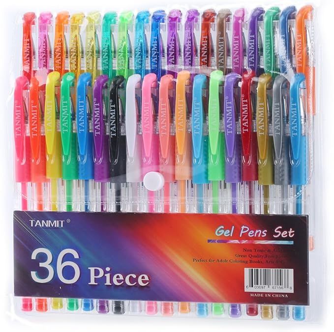 Tanmit Gel Pens Set Colored Pen Fine Point Art Marker Pen 36 Unique Colors for Adult Coloring Boo... | Amazon (US)