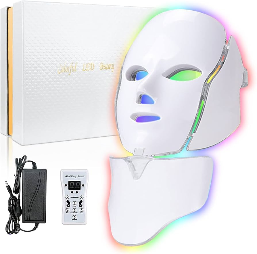 SDKWDH Led Face Mask Light Therapy, Red Light Therapy for Face, 7-1 Colors LED Facial Skin Care M... | Amazon (US)