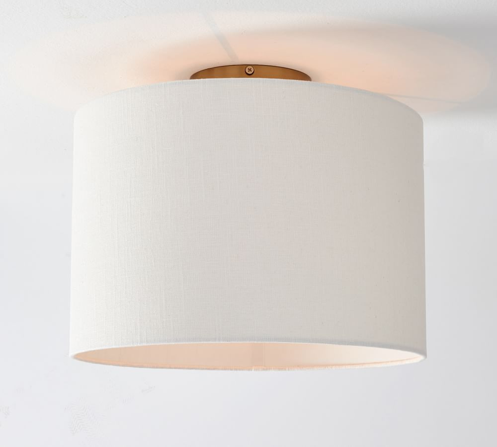 Linen Drum Shaded Flush Mount | Pottery Barn (US)