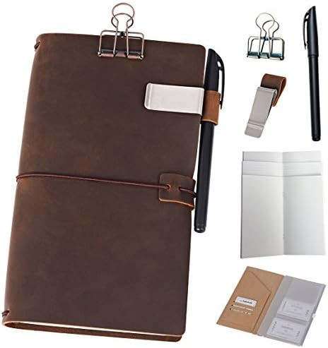 newestor Refillable Leather Journal Travelers Notebook - 8.5 x 4.5 Travel Diary with 5 Inserts + ... | Amazon (US)