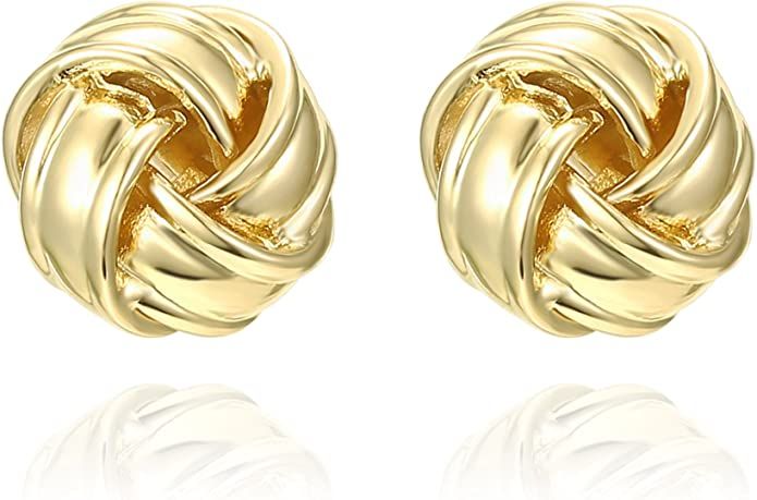 PAVOI 14K Gold Plated Sterling Silver Post Love Knot Stud Earrings | Gold Earrings for Women | Amazon (US)