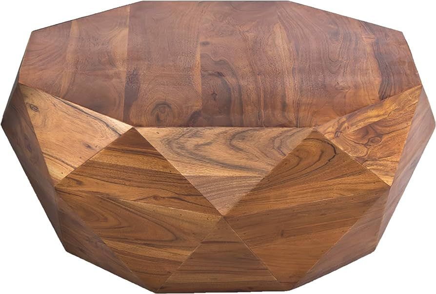 The Urban Port 33-Inch Diamond Shape Acacia Wood Coffee Table with Smooth Top, Dark Brown | Amazon (US)