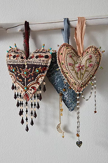 Curried Myrrh Upcycled Heart Ornament | Free People (Global - UK&FR Excluded)