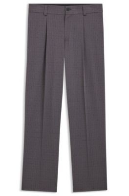 HUGO Checked modern-fit trousers in stretch cloth - Dark Grey Men's Business Pants size 36R | Hugo Boss (US)