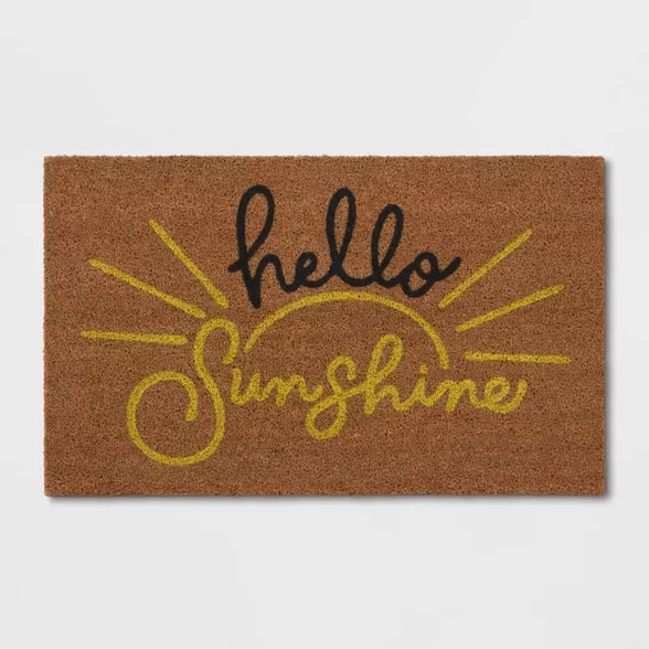 1'6"X2'6" Hello Sunshine Coir Doormat Beige - Threshold™ | Target