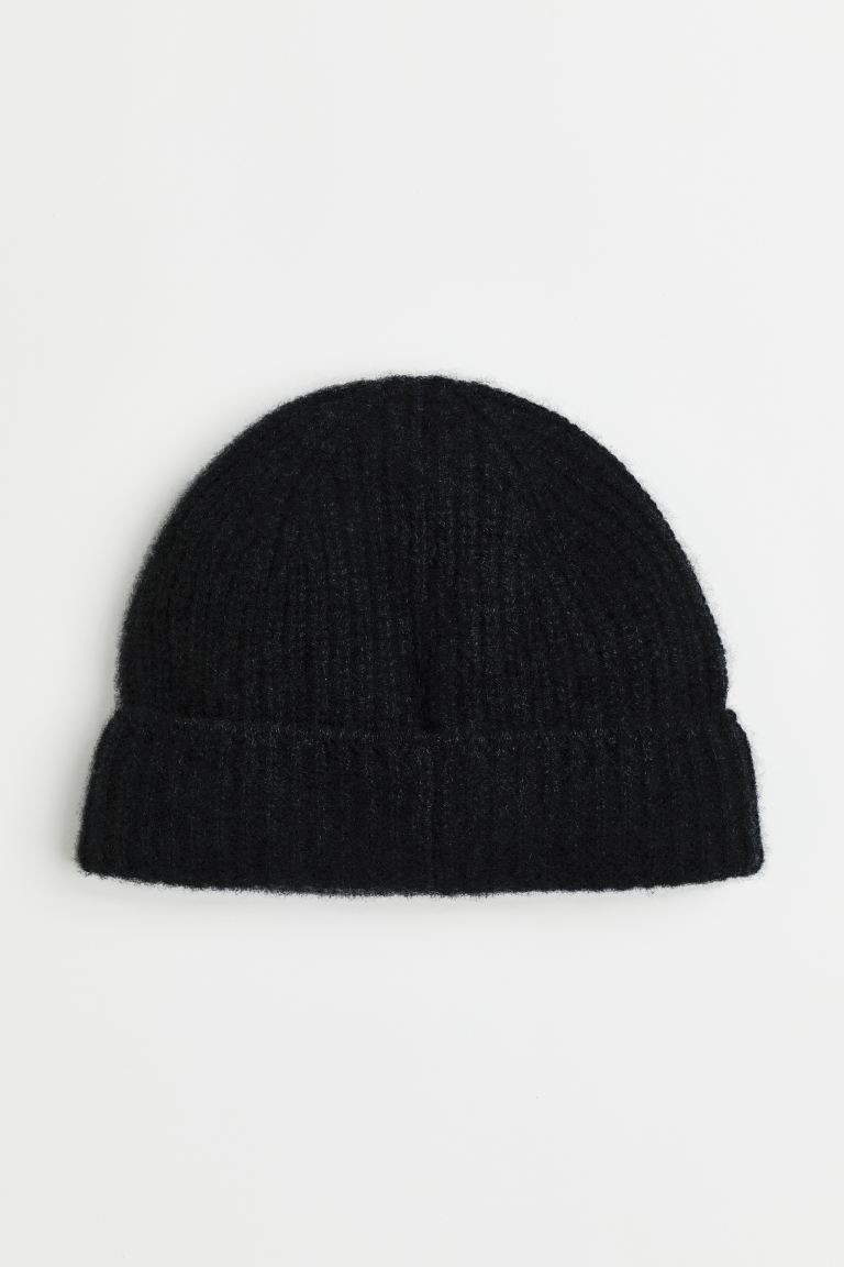 Rib-knit cashmere hat - Black - Men | H&M GB | H&M (UK, MY, IN, SG, PH, TW, HK)