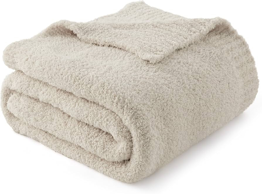 Bedsure Ivory Knit Throw Blanket for Couch, Bedding Sofa - Super Soft, Cozy, Fuzzy, Fluffy Blanke... | Amazon (US)