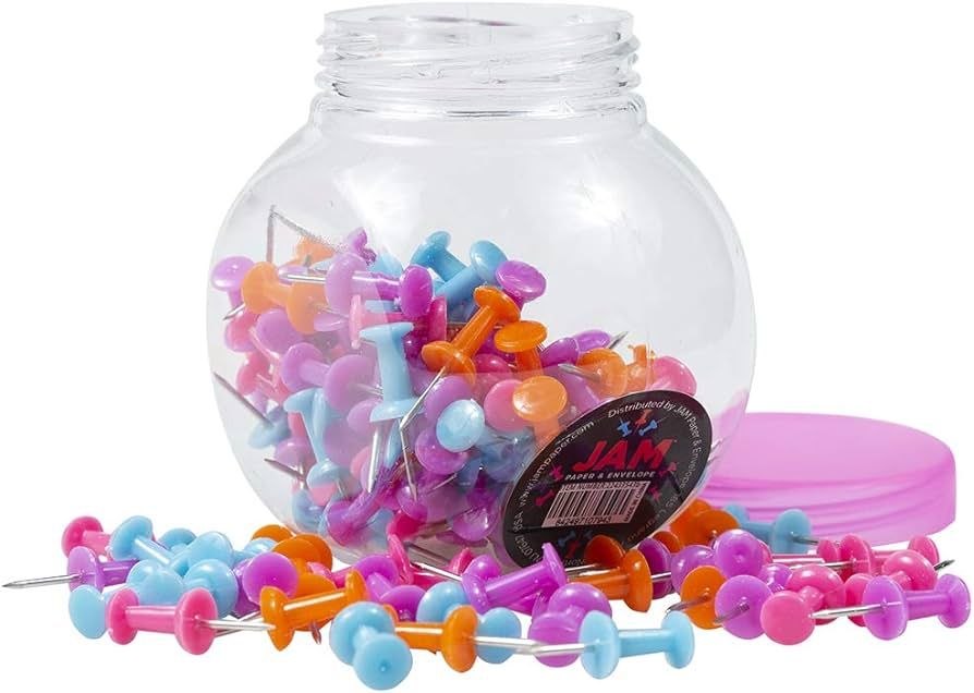 JAM PAPER Colorful Push Pins - Assorted Color Pushpin Jar - 150/Pack | Amazon (US)