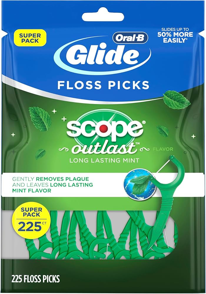 Oral-B Glide with Scope Outlast Dental Floss Picks, Mint, 225 Picks | Amazon (US)