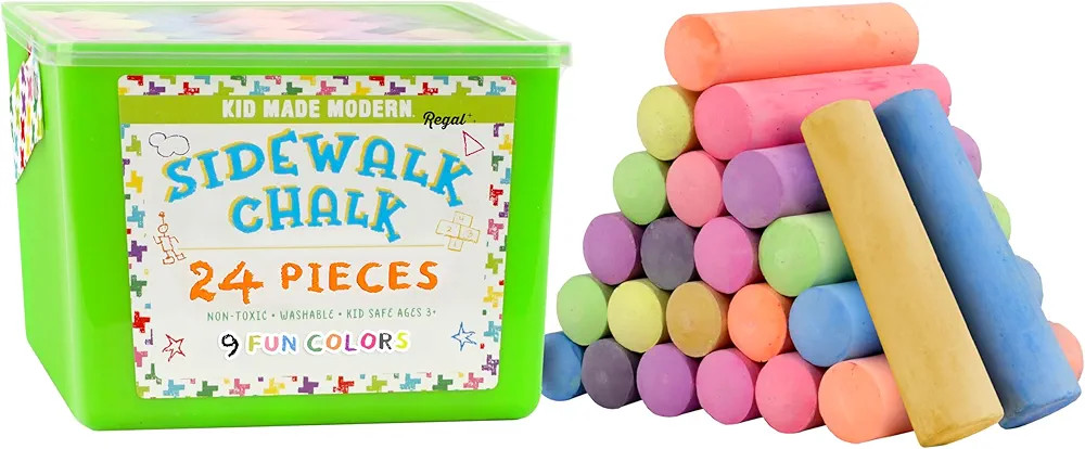 Kid Made Modern Non Toxic Sidewalk Chalk Bucket (24 Count) - Washable Colored Chalk Bulk Set for ... | Amazon (US)